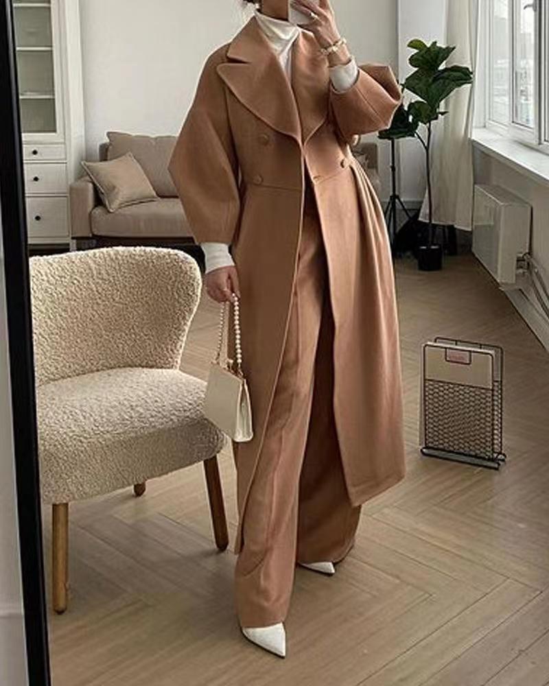 Alice | Women’s Elegant Double-Breasted Lapel Long Coat