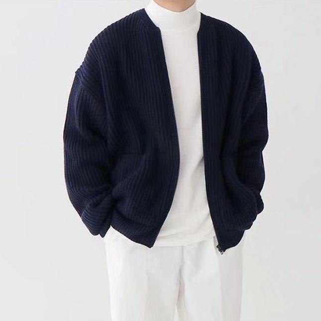 Christian | Men’s Zip-Up Knitted Cardigan with Spacious Side Pockets