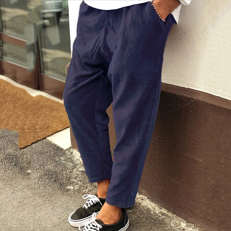 Denholm | Men’s Loose Fit Corduroy Trousers Casual Ankle Length Relaxed Style