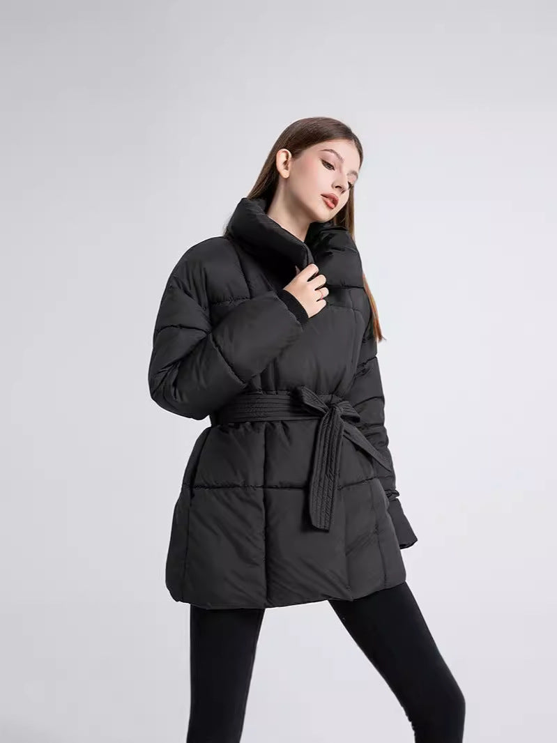 Ysabellea | Women's Padded Winter Coat with Wrap Collar and Adjustable Belt