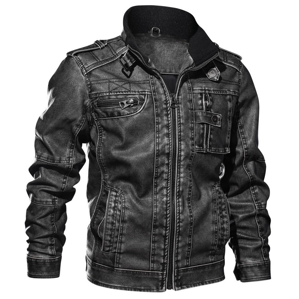 Gautier | Men's Slim-Fit Leather-Look Jacket – Stand-Up Collar with Multiple Pockets