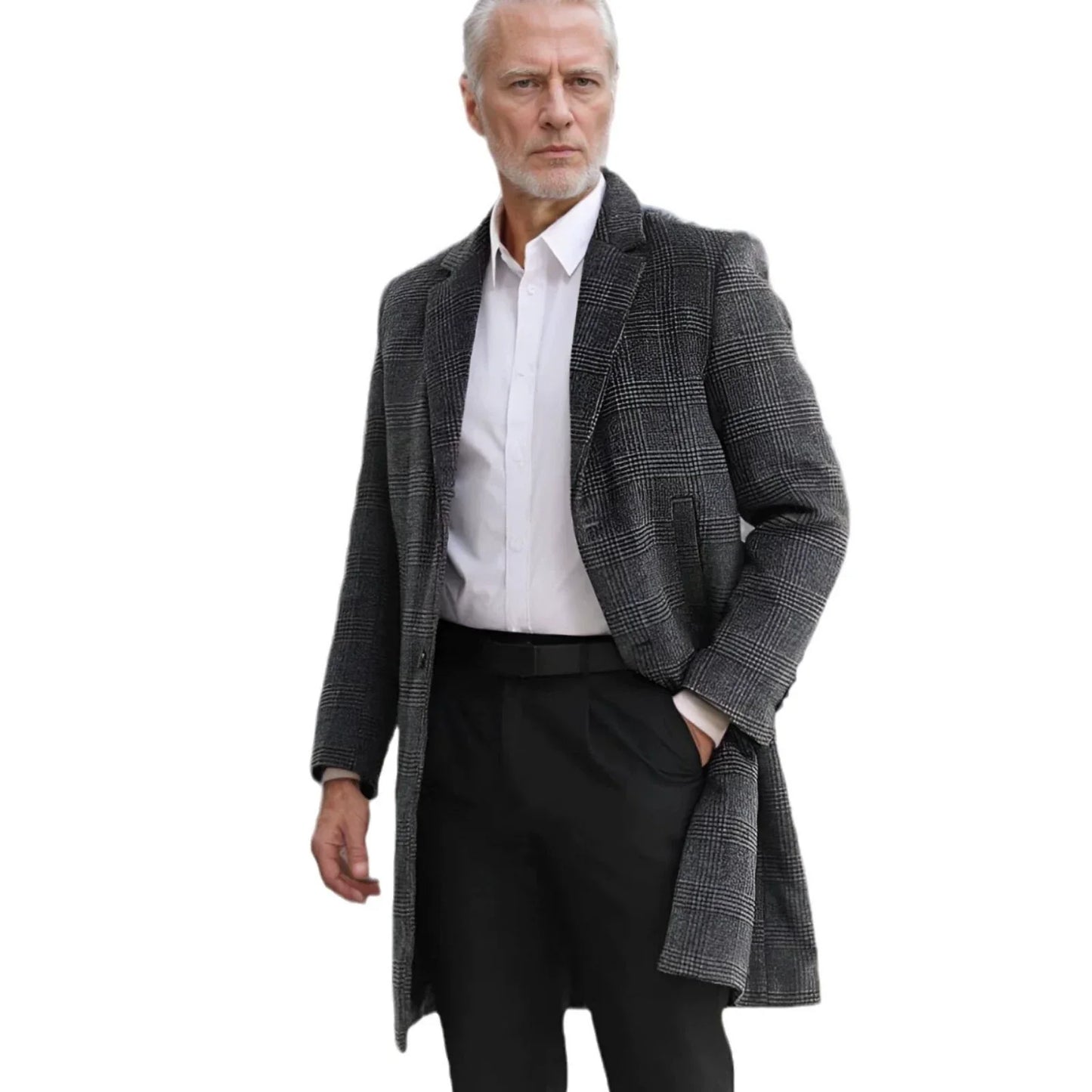 Lazare | Men's Checked Wool-Blend Overcoat – Regular Fit with Quilted Lining