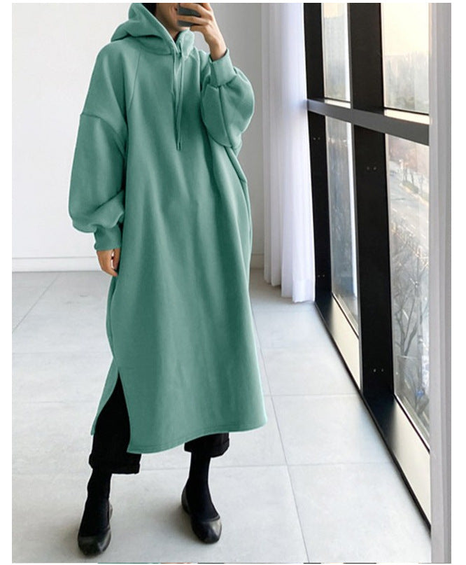 Yelindra | Women’s Hooded Midi Dress – Modern & Comfortable