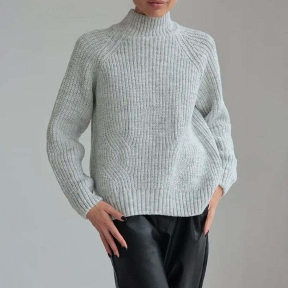 Elena | Women’s Loose-Fit Knitted Turtleneck Sweater with Raglan Sleeves