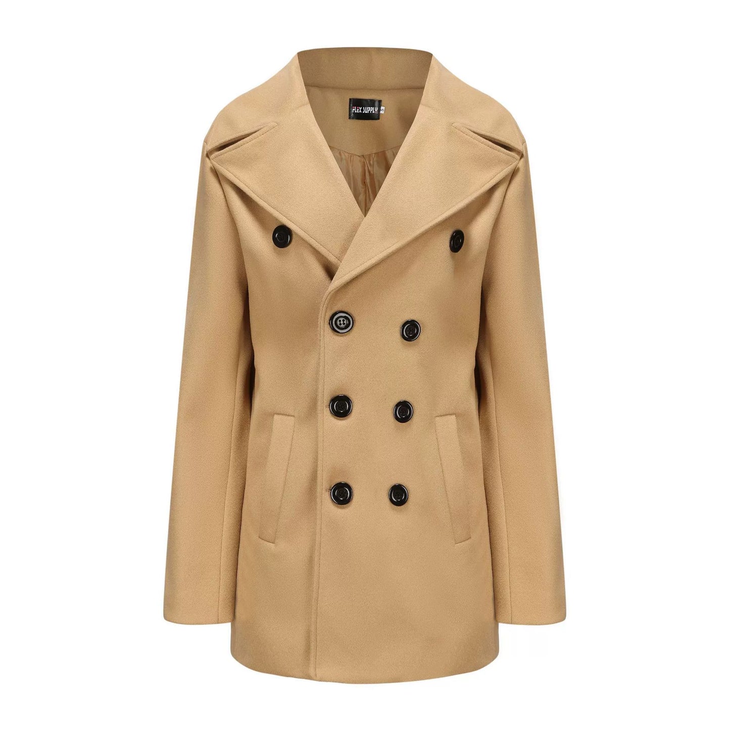 Félix | Men's Wool-Blend Double-Breasted Coat – Fitted Lapel Collar Mid-Length