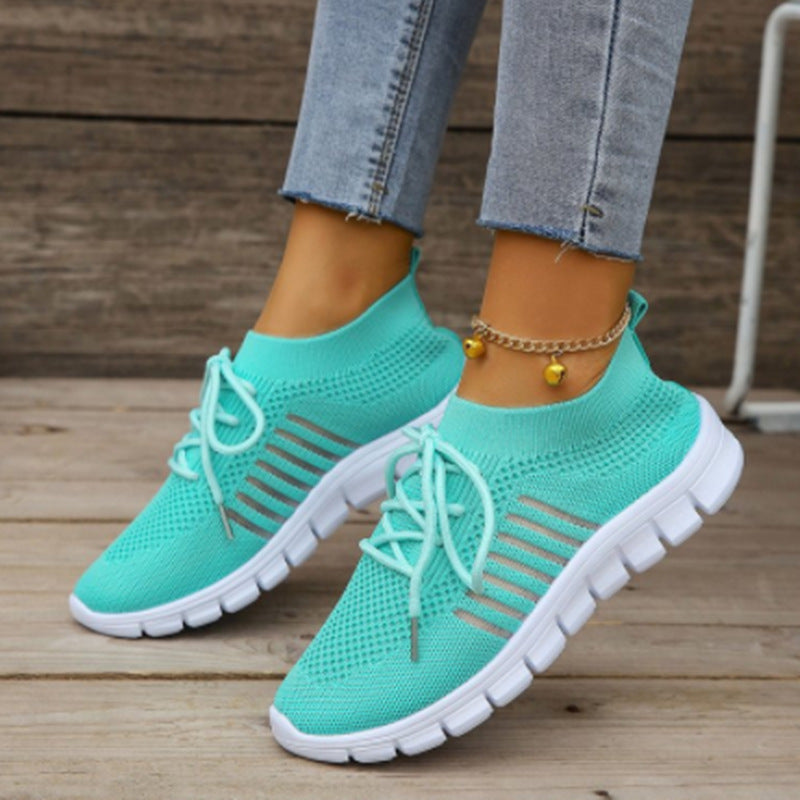 Elberine | Women’s Lightweight Flyknit Trainers – Sock-Like Fit – Breathable Mesh Athletic Sneakers for Everyday Comfort