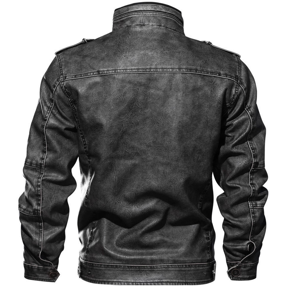 Gautier | Men's Slim-Fit Leather-Look Jacket – Stand-Up Collar with Multiple Pockets
