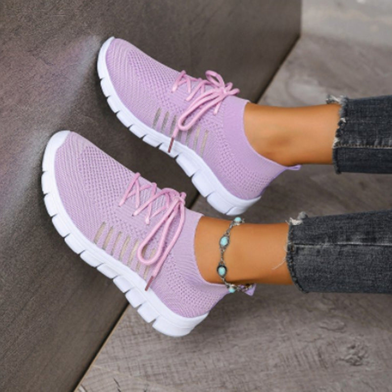 Elberine | Women’s Lightweight Flyknit Trainers – Sock-Like Fit – Breathable Mesh Athletic Sneakers for Everyday Comfort