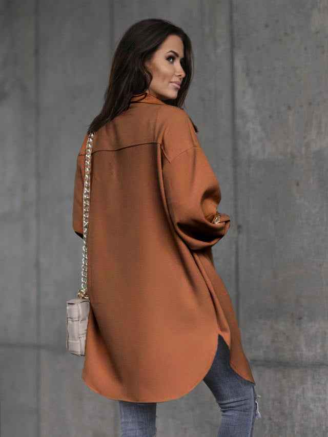 Clarissa | Women’s Long Buttoned Shirt Coat