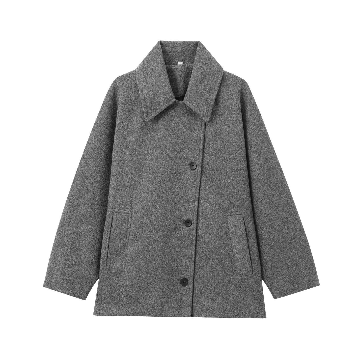 Earlene | Women’s Oversized Hip-Length Coat with Asymmetric Button Closure