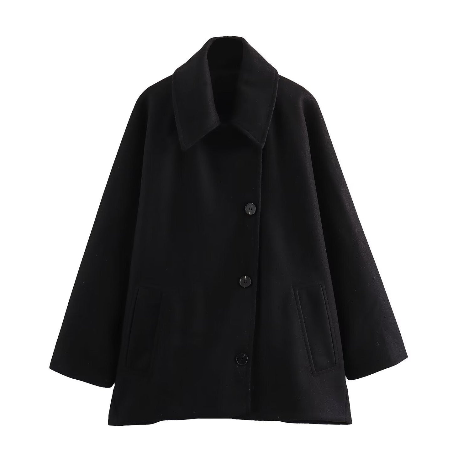Earlene | Women’s Oversized Hip-Length Coat with Asymmetric Button Closure