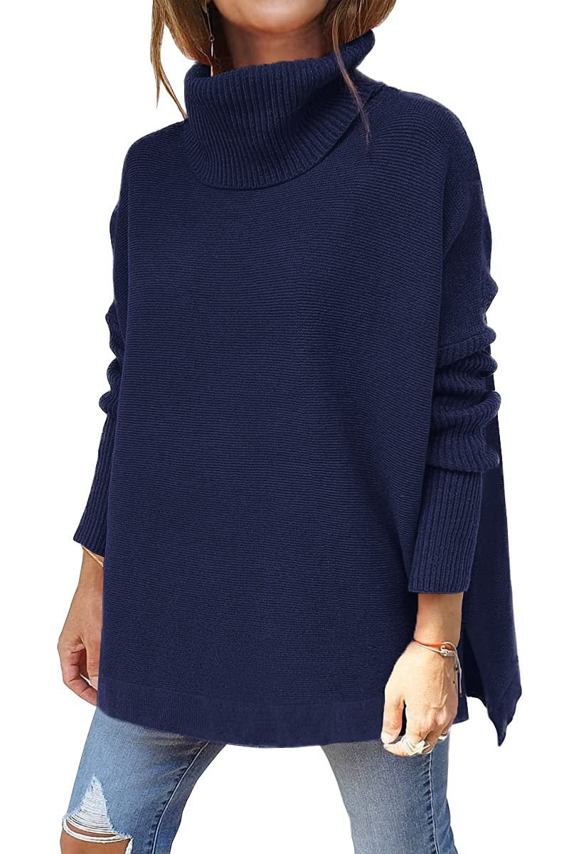 Arianea | Women's Oversized Knitted Turtleneck Jumper in Solid Colours