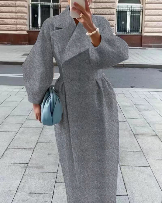 Alice | Women’s Elegant Double-Breasted Lapel Long Coat