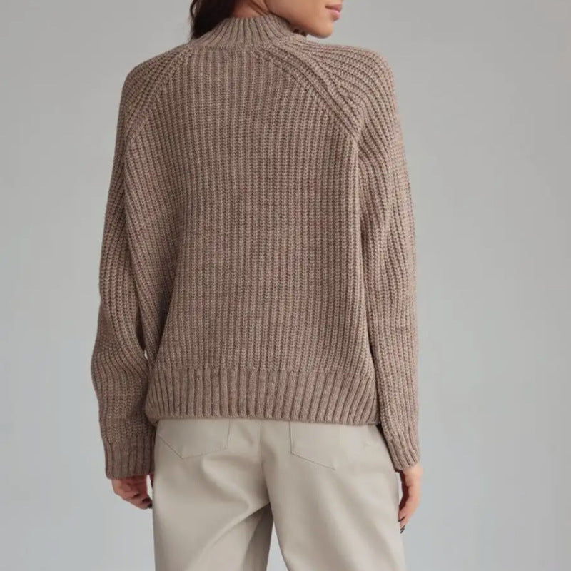 Elena | Women’s Loose-Fit Knitted Turtleneck Sweater with Raglan Sleeves