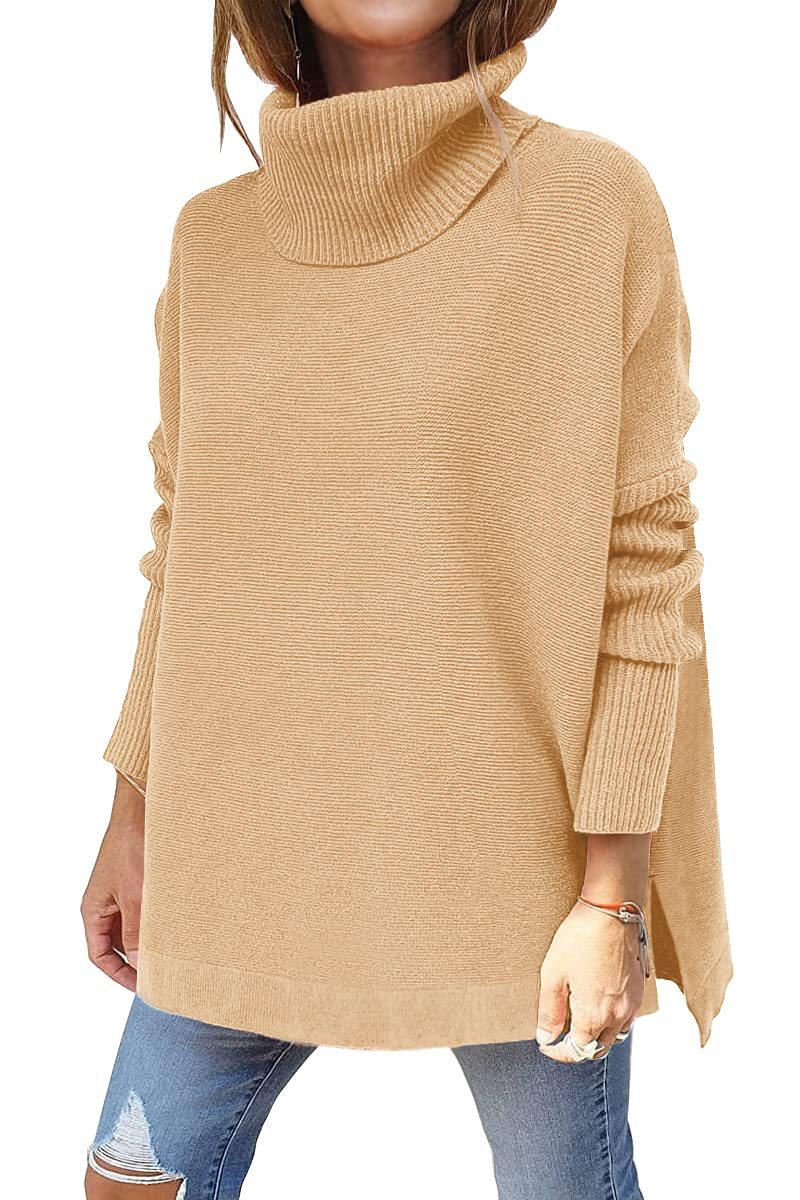 Arianea | Women's Oversized Knitted Turtleneck Jumper in Solid Colours