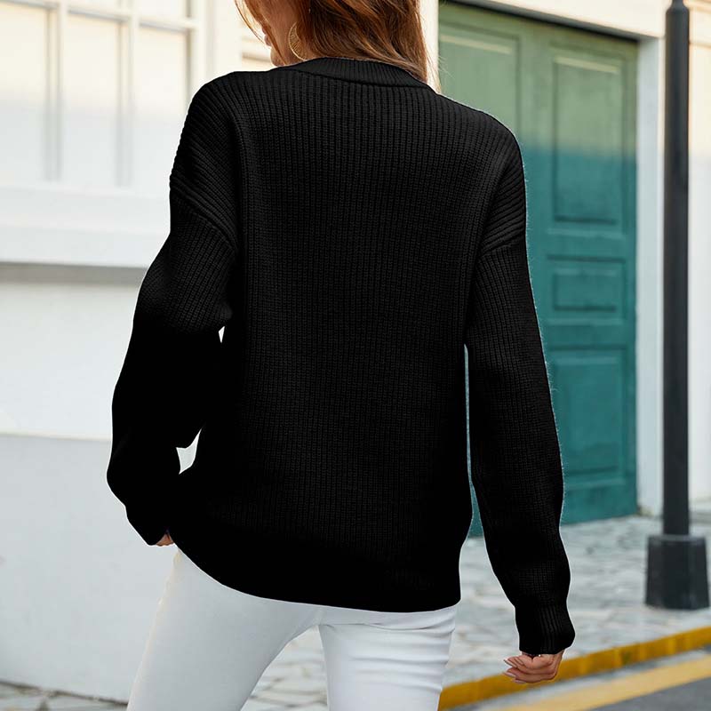 Amity | Women’s Solid Colour Round Neck Buttoned Knitted Sweater