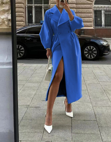 Alice | Women’s Elegant Double-Breasted Lapel Long Coat