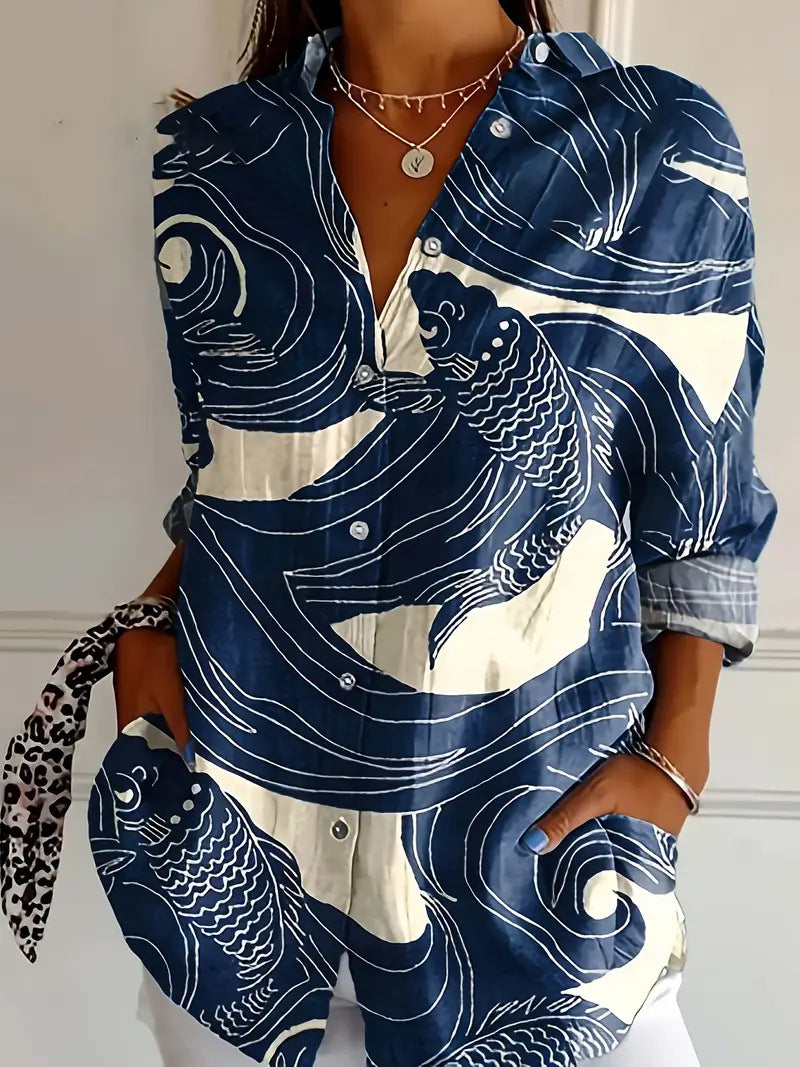 Daisy | Women's Tropical Floral Buttoned Loose Fit Summer Blouse