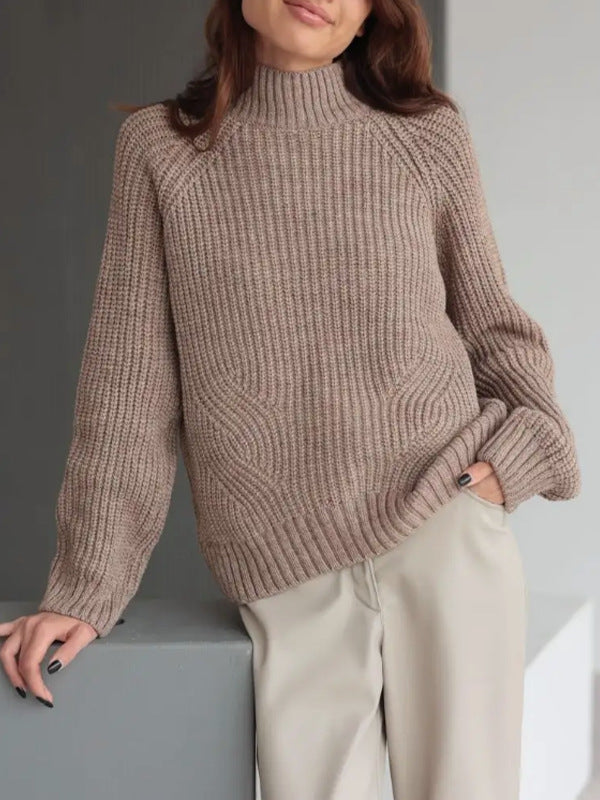 Elena | Women’s Loose-Fit Knitted Turtleneck Sweater with Raglan Sleeves