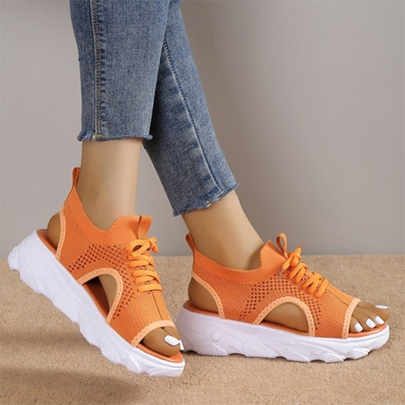 Domina | Women's Breathable Wedge Sandals – Comfortable Slingback Lace-Up for Summer