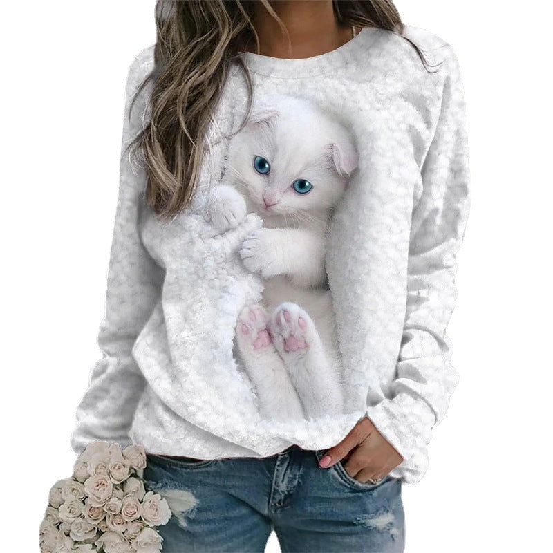 Beroncia | Women's Cute Cat Motif Round Neck Sweater – Cozy & Stylish