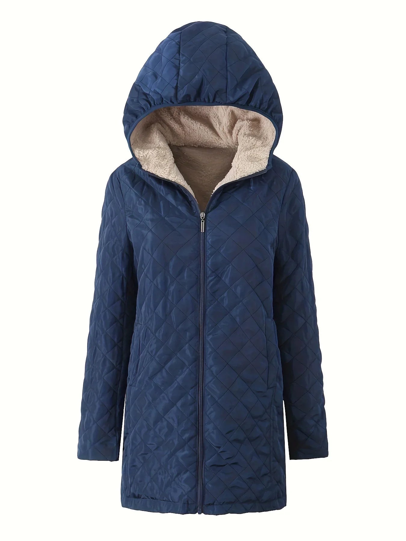 Eugenia | Women’s Quilted Mid-Length Jacket with Hood and Fleece Lining