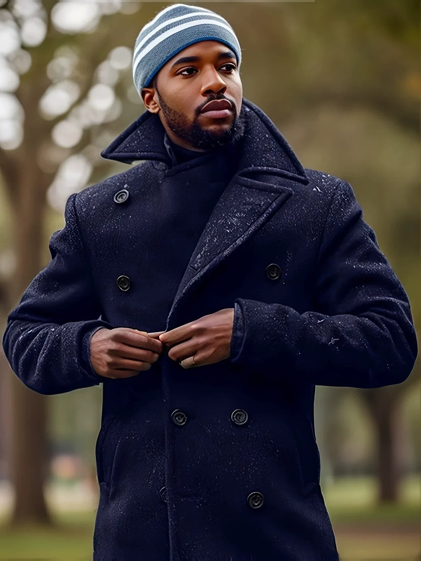 Félix | Men's Wool-Blend Double-Breasted Coat – Fitted Lapel Collar Mid-Length