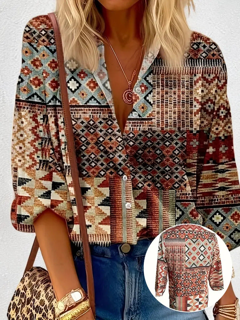 Daisy | Women's Tropical Floral Buttoned Loose Fit Summer Blouse