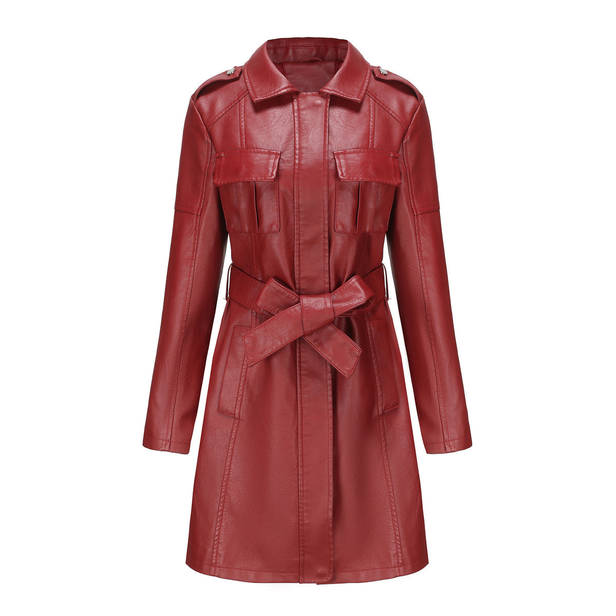 Georgiana | Women’s Fitted Mid-Length Coat with Pointed Collar and Epaulettes