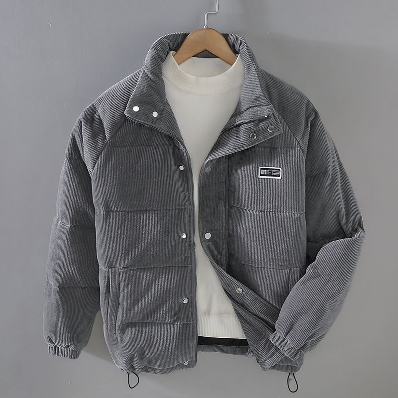 Arthur | Men's Cord Jacket with Stand Collar, Zip-Up, Lined, and Elastic Drawstring Hem