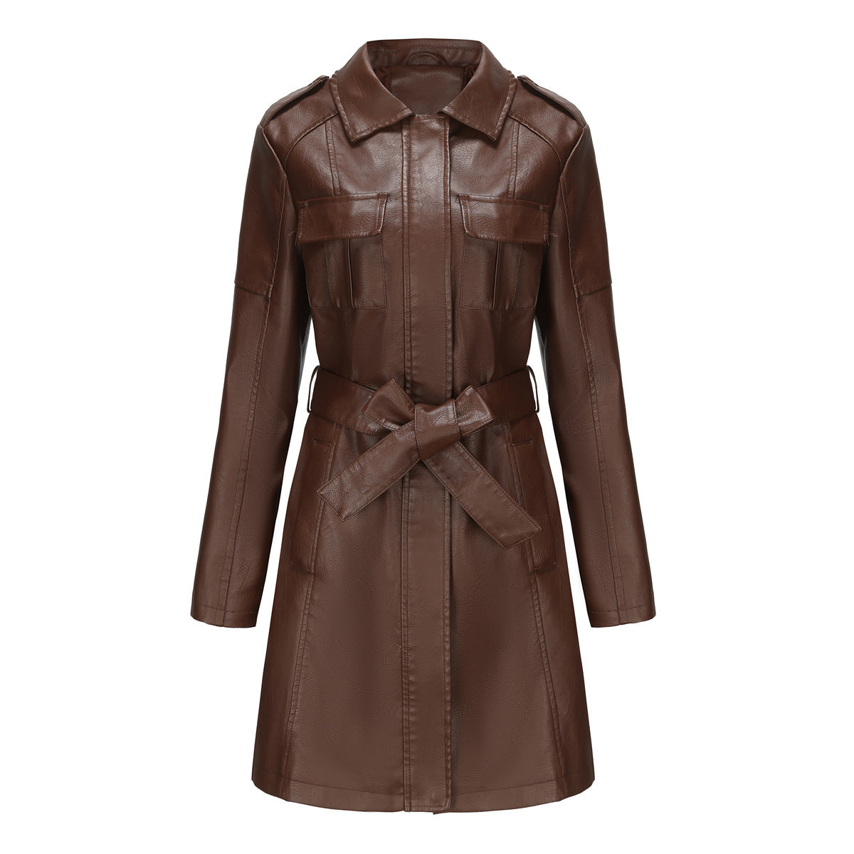 Georgiana | Women’s Fitted Mid-Length Coat with Pointed Collar and Epaulettes