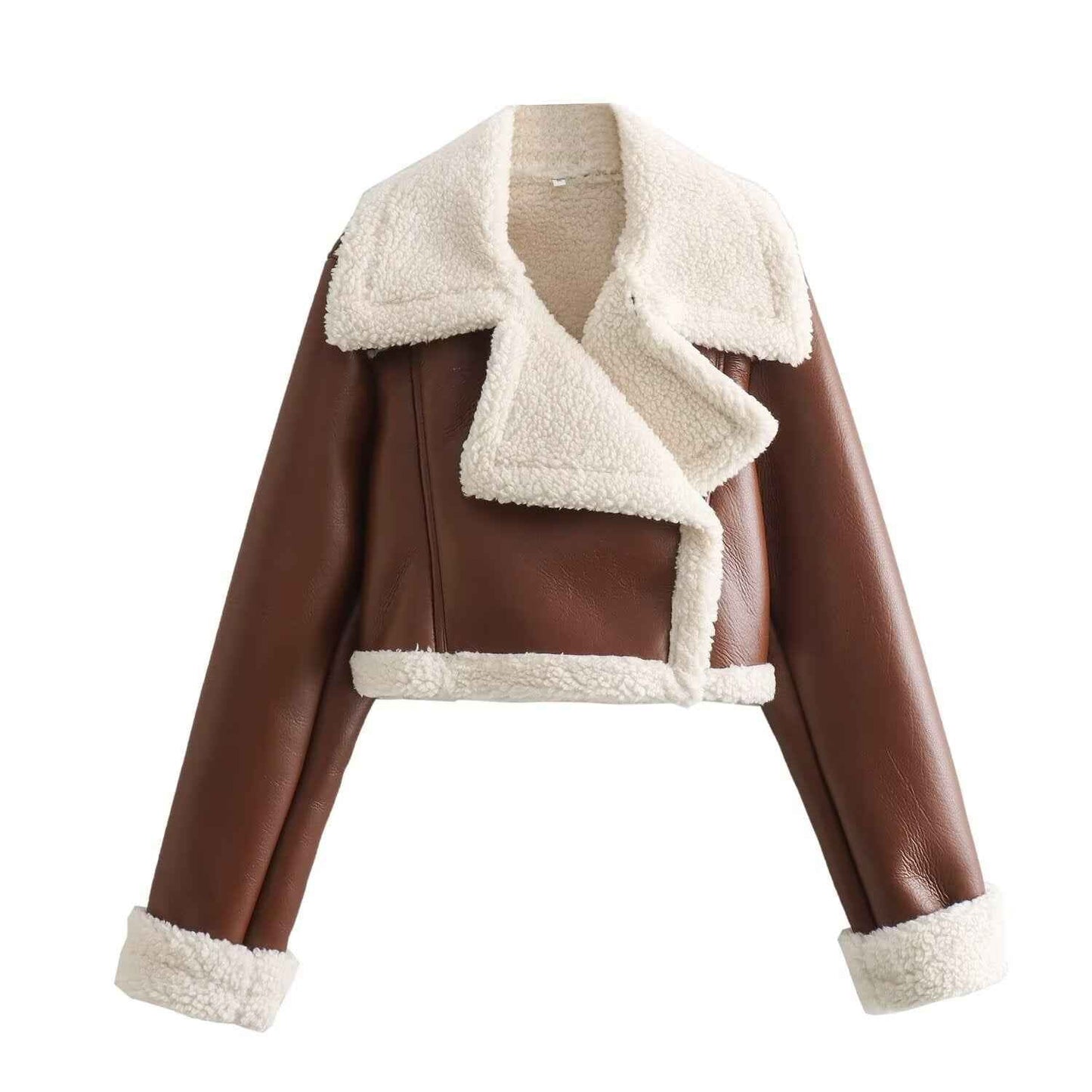 Claudia | Women’s Short Leather-Look Jacket with Teddy Lining