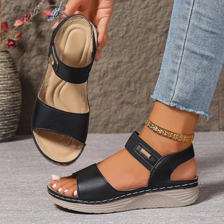 Brontelle | Women’s Open Toe Slip-On Sandals with Ankle Strap & Cushioned Footbed – Soft & Comfortable Fit