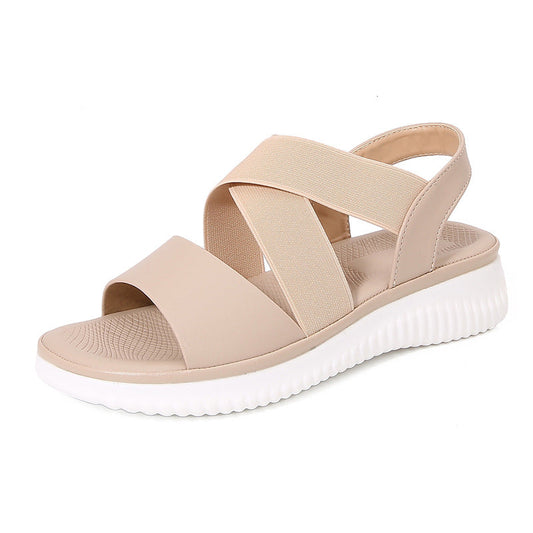 Opheria | Women’s Casual Sandals – Crisscross Elastic Straps – Cushioned Footbed – Slingback Comfort Fit