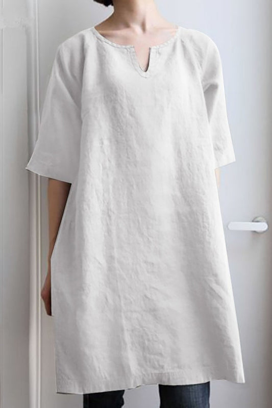 Clio | Women's Airy Linen Tunic Dress with Straight Cut & Relaxed Fit