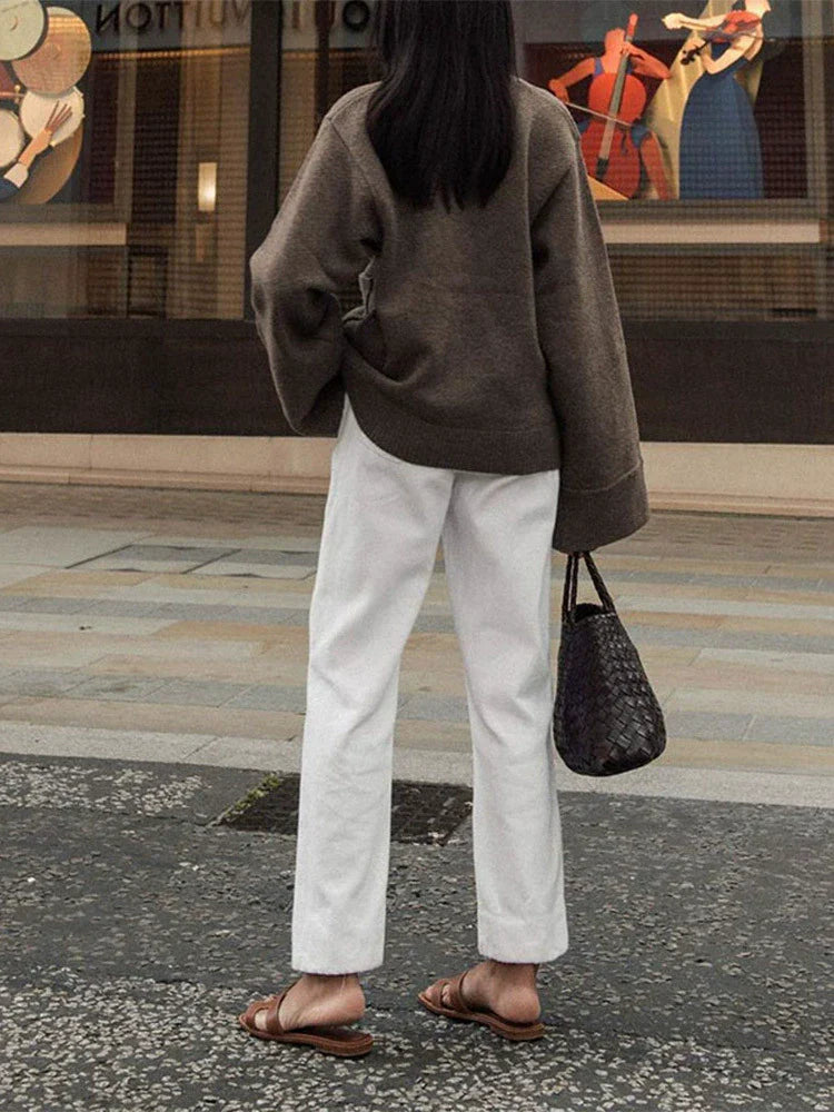 Esther | Women’s Oversized Wool-Blend V-Neck Cardigan with Button Closure