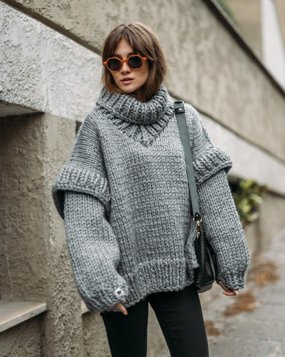 Maribel | Women’s Chunky Knit Turtleneck Jumper in Classic Solid Colour