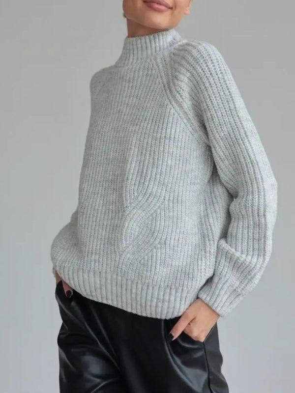 Elena | Women’s Loose-Fit Knitted Turtleneck Sweater with Raglan Sleeves
