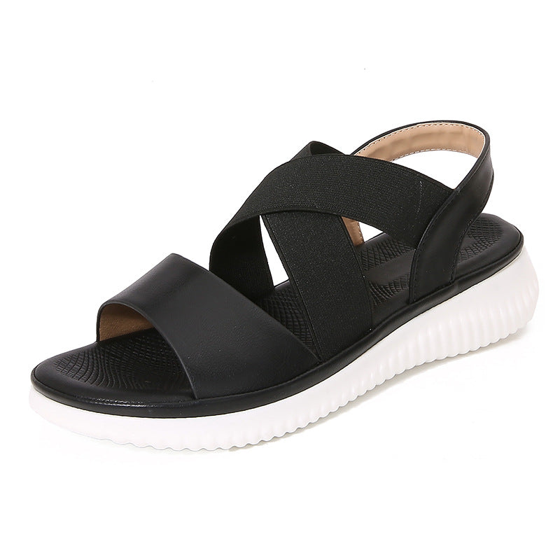 Opheria | Women’s Casual Sandals – Crisscross Elastic Straps – Cushioned Footbed – Slingback Comfort Fit