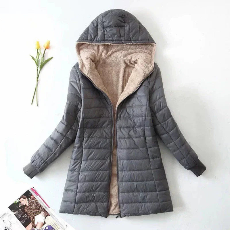 Eleanor | Women’s Mid-Length Puffer Jacket with Hood and Plush Lining