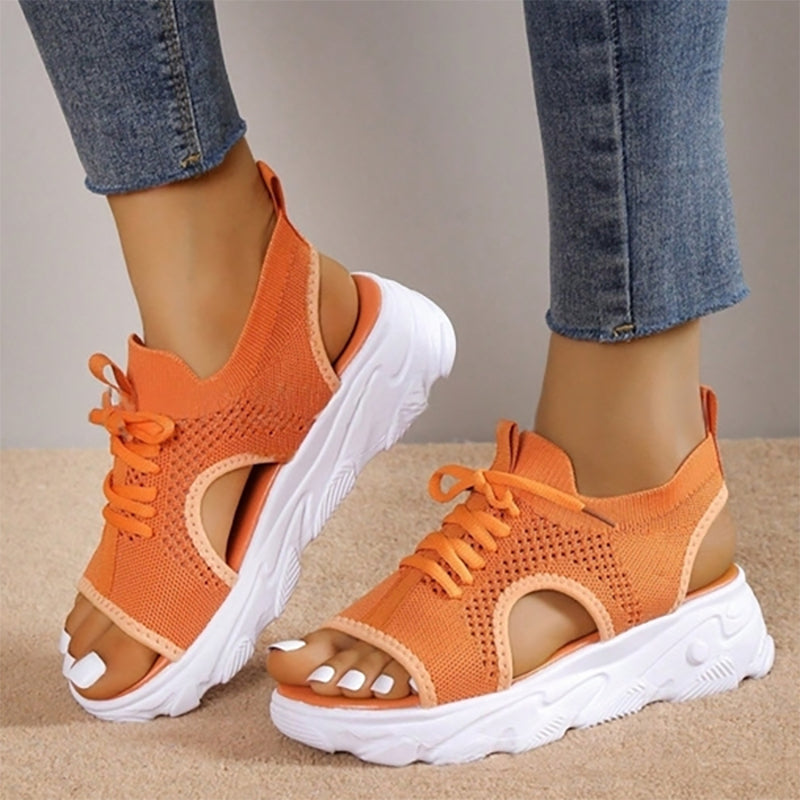 Domina | Women's Breathable Wedge Sandals – Comfortable Slingback Lace-Up for Summer