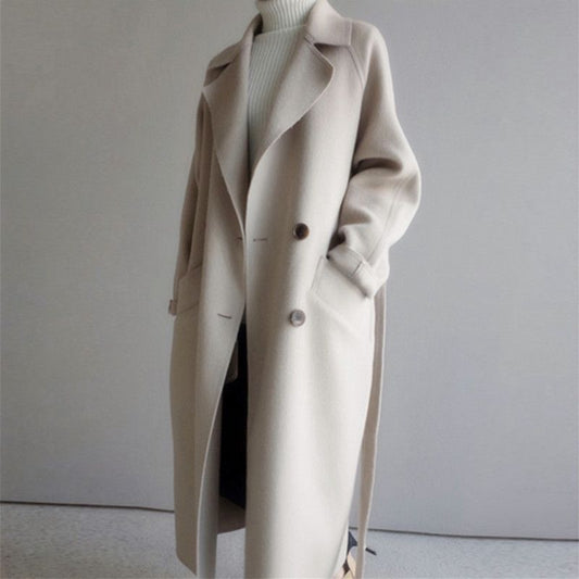 Eleanora | Women’s Long Oversized Double-Breasted Overcoat with Belt