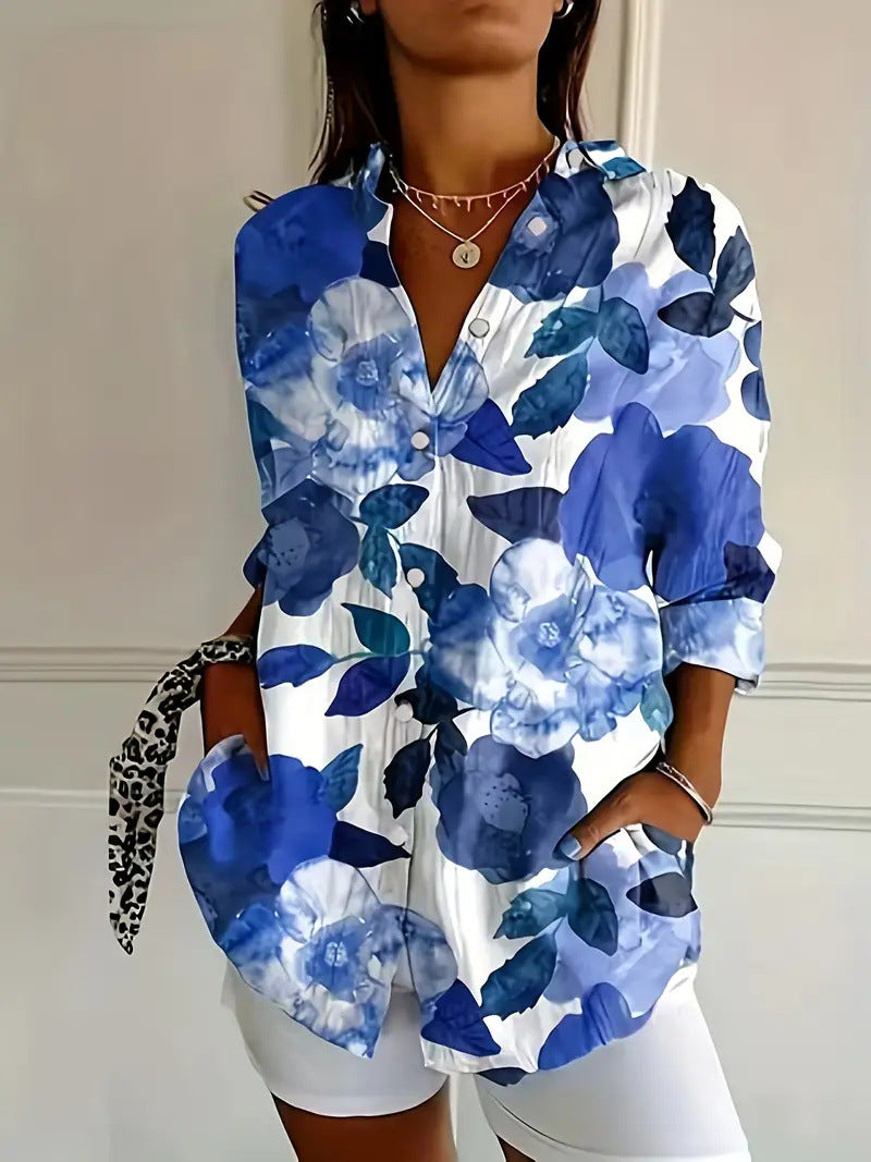Daisy | Women's Tropical Floral Buttoned Loose Fit Summer Blouse