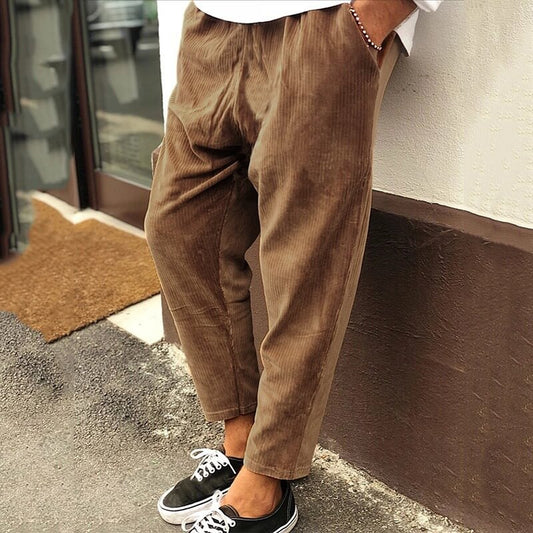 Denholm | Men’s Loose Fit Corduroy Trousers Casual Ankle Length Relaxed Style