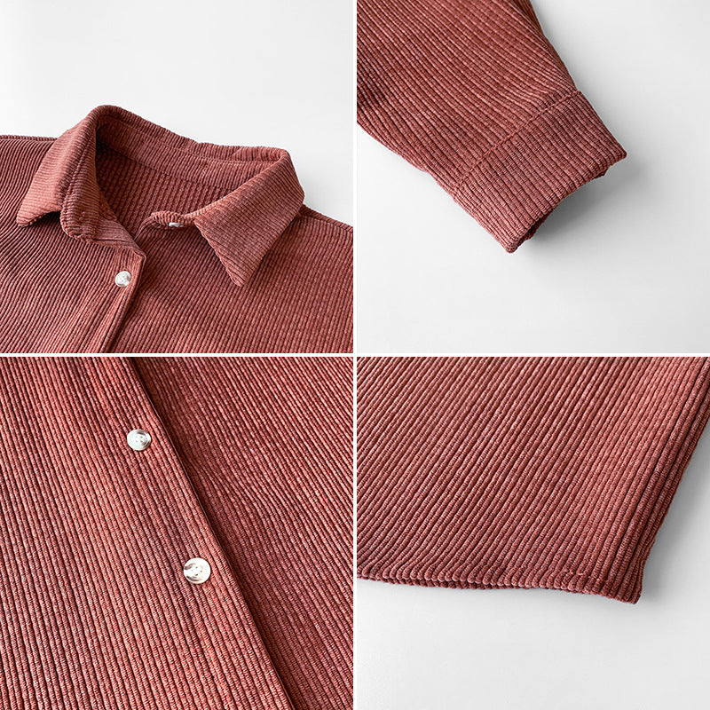 Carlotta | Women’s Ribbed Textured Corduroy Button-Up Blouse