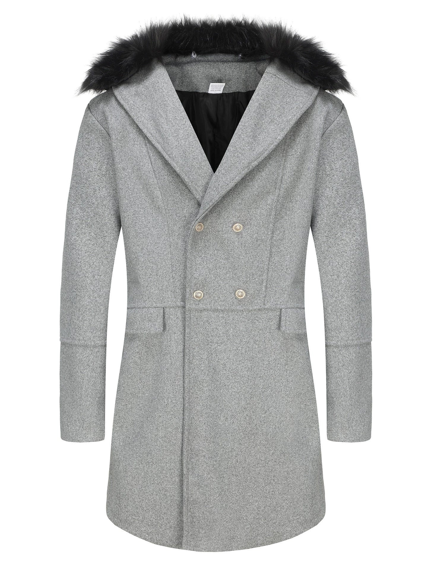 Eugene | Men’s Wool Blend Oversized Overcoat with Plush Fur Collar