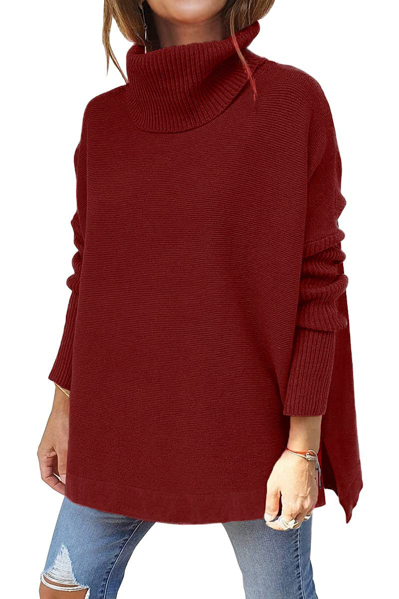 Arianea | Women's Oversized Knitted Turtleneck Jumper in Solid Colours