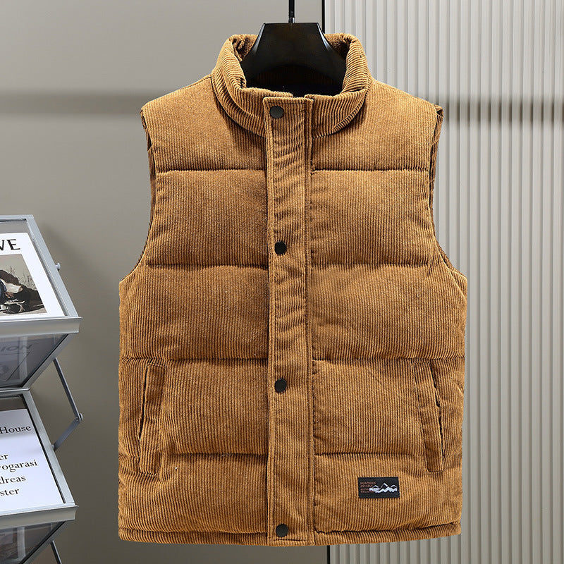 Finley | Men’s Corduroy Padded Vest with Stand Collar & Warm Quilted Design