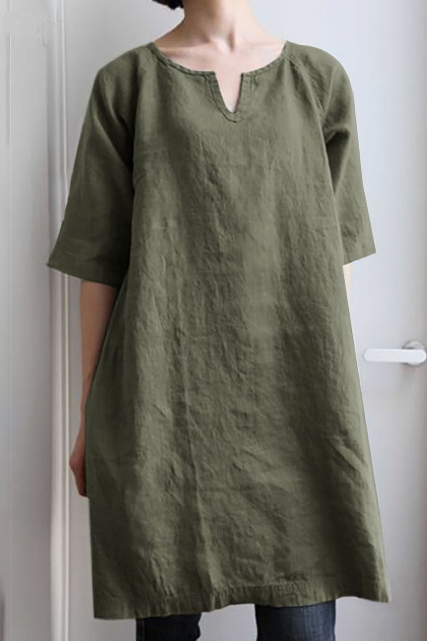 Clio | Women's Airy Linen Tunic Dress with Straight Cut & Relaxed Fit