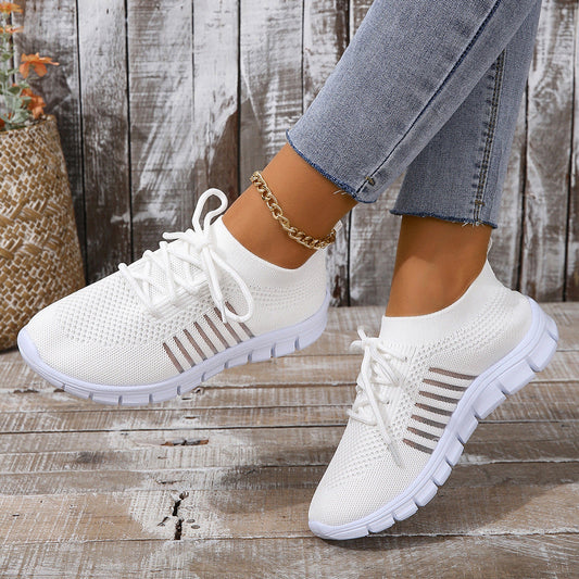 Elberine | Women’s Lightweight Flyknit Trainers – Sock-Like Fit – Breathable Mesh Athletic Sneakers for Everyday Comfort
